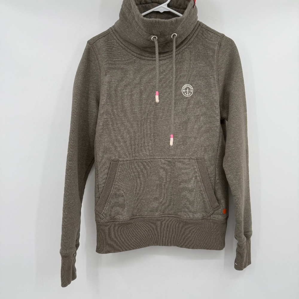 Adenauer Co Sweatshirt Women Medium Green Gray Pullover Jumper Turtleneck Fleece